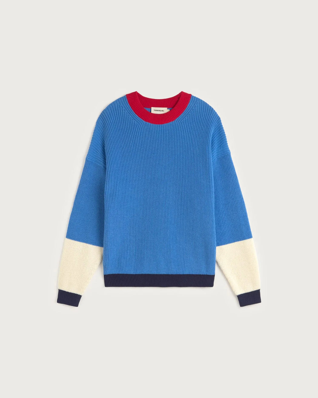 Blue Contrast Strickpullover Damen-Thinking Mu-Pullis & Sweatshirts-ROTATION BOUTIQUE BERLIN