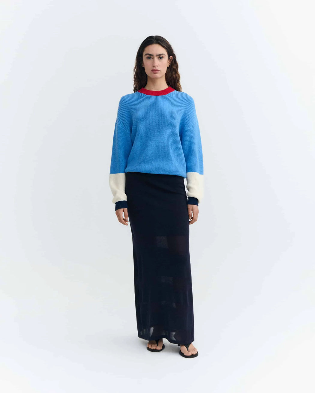 Blue Contrast Strickpullover Damen-Thinking Mu-Pullis & Sweatshirts-ROTATION BOUTIQUE BERLIN