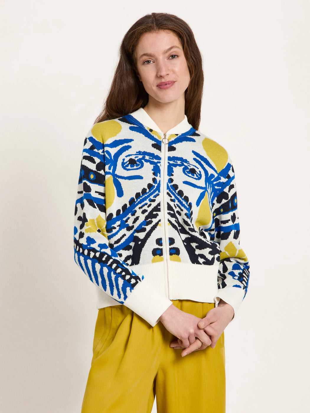 Damen Jacquard Strickjacke – GOTS-zertifiziert-Lanius-Pullis & Sweatshirts-ROTATION BOUTIQUE BERLIN