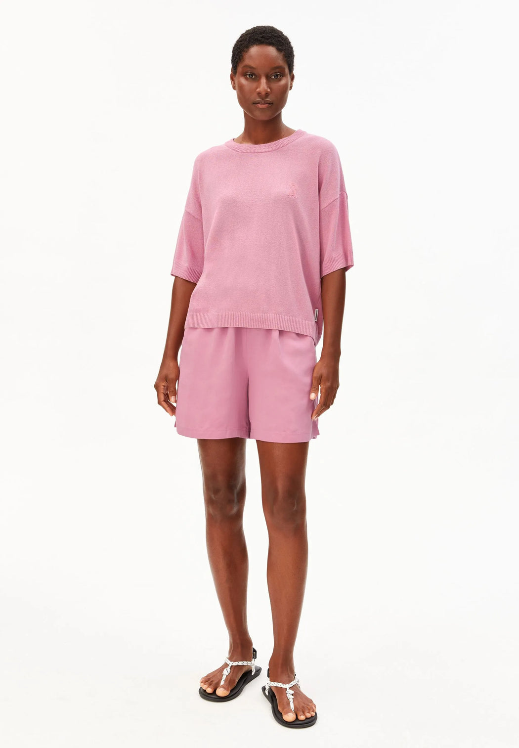 Short Sleeve Linen Blend Knit Sweater-Armedangels-Pullis & Sweatshirts-ROTATION BOUTIQUE BERLIN