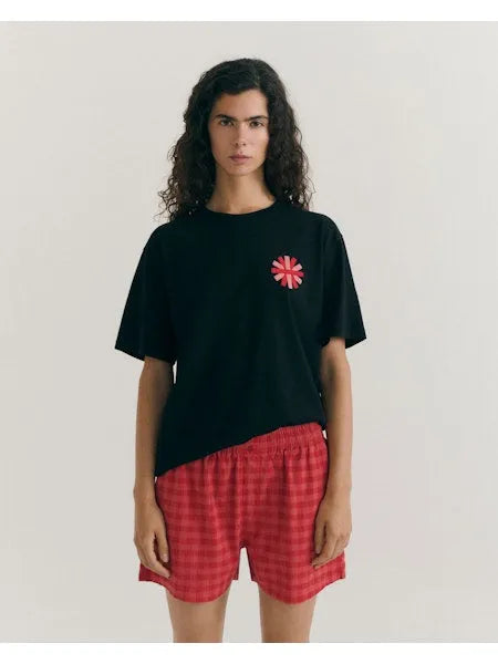 Sunny Black T-Shirt Damen mit Stickerei-Thinking Mu-T-Shirts-ROTATION BOUTIQUE BERLIN