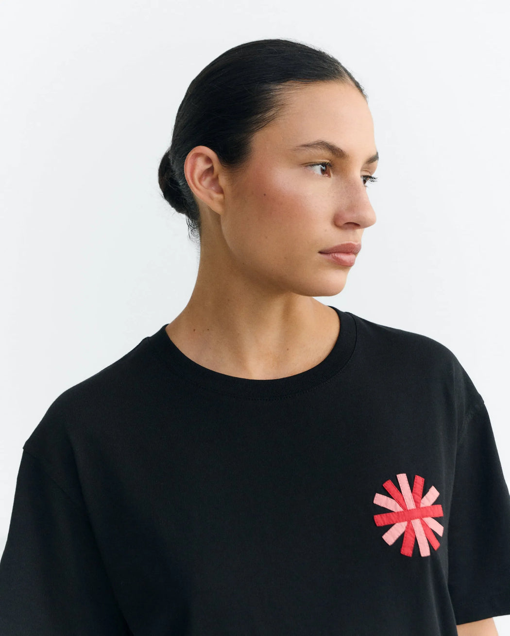Sunny Black T-Shirt Damen mit Stickerei-Thinking Mu-T-Shirts-ROTATION BOUTIQUE BERLIN