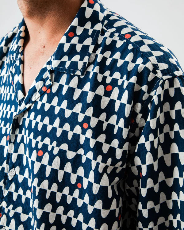 Sunset Aloha Shirt Navy-Brava Fabrics-Hemden & Blusen-ROTATION BOUTIQUE BERLIN
