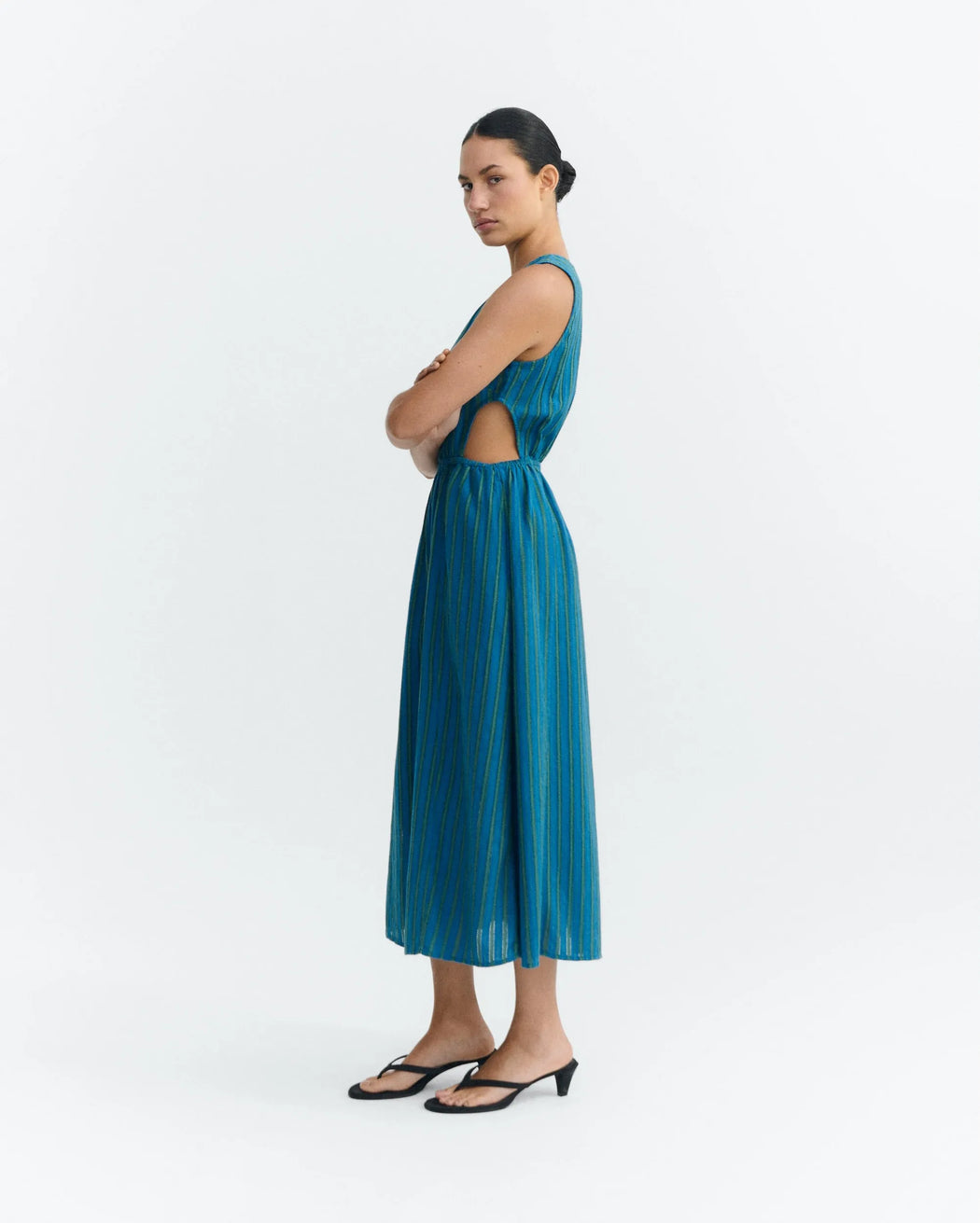 Windsor Stripes Midi Kleid Damen-Thinking Mu-Kleider & Röcke-ROTATION BOUTIQUE BERLIN